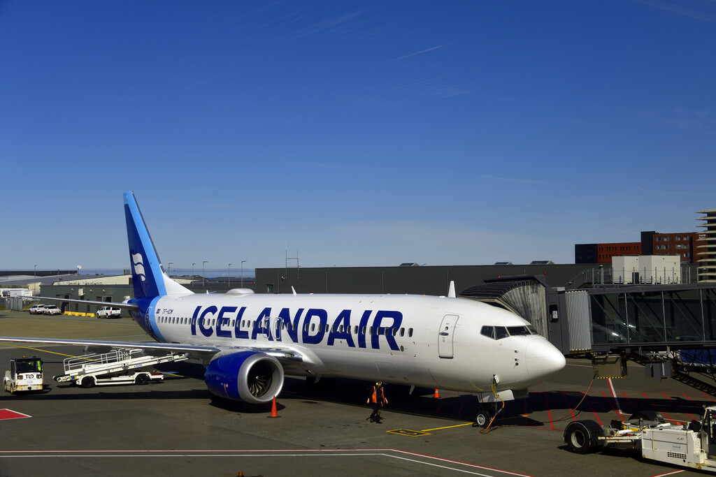 icelandair plane on ground - Aviation AI Development Services 7 Icelandair Boeing 737 MAX at the gate at Keflavik Airport